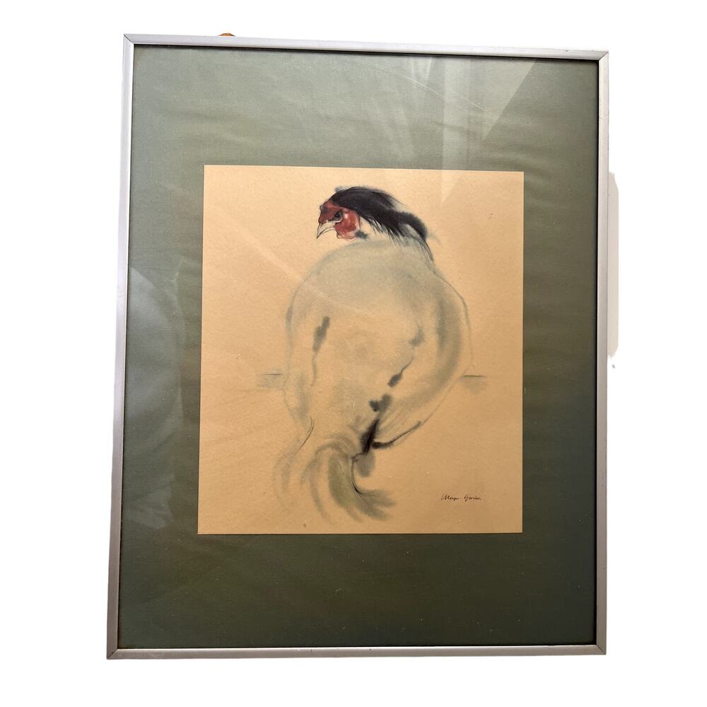 Meyer Garlen Vintage Framed Chicken Rustic Farmhouse Decor Excellent Condition